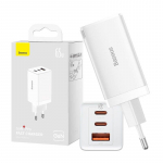 Adapter Baseus Wall charger Baseus GaN5 Pro 2xUSB-C + USB, 65W (white)