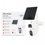 PNI IP894 GSM 4G PTZ video surveillance camera, dual lens 2MP + 2MP, 5.5W solar panel, 8000mAh block battery