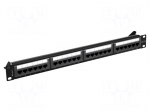 Patch panel | black | Number of ports: 24 | 19" | Cat: 6a | rack 19"