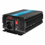 500/1000W puhas siinuslaine inverter | 12V kuni 230V | 230V + USB | Digitaalne ekraan