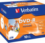 Blank DVD-R AZO Verbatim 4.7GB 16x Printable, ID Branded,10 Pack Jewel