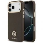 Back panel cover Guess Apple iPhone 17 Pro Max Silicone case with MagSafe Grained Strass Logo Brown