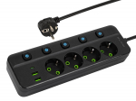 T&ouml;&ouml;riistad ja m&otilde;&otilde;teseadmed // Uued tooted t&ouml;&ouml;riistade, tarvikute kategoorias // 98-321# Przedłużacz sieciowy ps-450m 4-gniazda 2xusb+usb-c 3m czarny 3x1mm