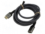 Cable | HDMI socket,HDMI plug | textile | HDMI 2.1 | 3m | black-grey