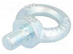 Lifting eye bolt | M20x30 | DIN: 580 | Head: eye | none | steel | zinc