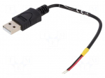 Cable | USB 2.0 | wires,USB A plug | 100mm | black | 22AWG | &Oslash;cable: 3mm