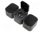 Connector: AC supply | socket | 2P+PE | 250VAC | 16A | grey | wall mount