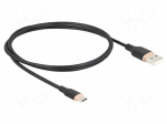 Cable | USB 2.0 | USB A plug,USB C plug | gold-plated | 1m | black