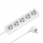 Elektrimaterjalid // Elektri laiendid, Pikendusjuhtmete, hajutuste ja UK ja USA adapterite komplekt // Przedłużacz 5 gniazd 5m typu niemieckiego bez przełącznika (3x1,5mm) Rebel biały