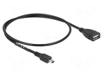 Cable | USB 2.0 | USB A socket,USB B mini plug | 0.5m | black | 28AWG