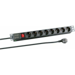 EFB 19" 1HE pistikupesade riba 8xCEE 7/3 l&uuml;litiga, alumiinium, grey