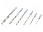 Drill set | Application: metal | Pcs: 6 | Mat: HSS | for metal
