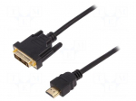 Cable | HDMI 1.4 | DVI-D (18+1) plug,HDMI plug | 5m | black | 30AWG