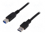 Cable | USB 3.0 | USB A plug,USB B plug | nickel plated | 1m | black