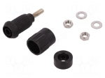 Socket | 4mm banana | 20A | black | screw | insulated