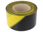 Tape: warning | yellow-black | L: 200m | W: 80mm | Thk: 0.06mm