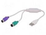 Adapter USB-PS2 | PS/2 socket x2,USB A plug | white