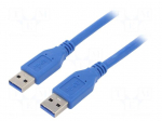 Cable | USB 3.0 | USB A plug,both sides | nickel plated | 1.8m | blue
