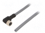 Cable: for sensors/automation | M8 | PIN: 4 | angled | 5m | plug | 36VDC