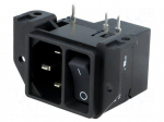 Connector: AC supply | socket | male | 10A | 250V | C14 (E) | DC21 | THT