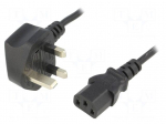 Cable | 3x0.75mm2 | BS 1363 (G) plug,IEC C13 female | PVC | 1.8m