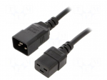 Cable | 3x1.5mm2 | IEC C19 female,IEC C20 male | PVC | 1m | black | 16A