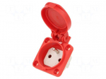 Connector: AC supply | socket | 2P+PE | 250VAC | 16A | red | PIN: 3 | IP54