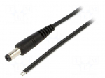 Cable | 2x0.5mm2 | wires,DC 5,5/1,7 plug | straight | black | 1.5m
