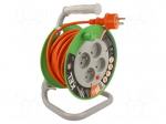Extension lead | 3x1mm2 | 10m | PVC | orange | Sockets no: 4 | reel | 10A