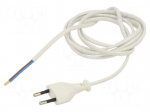 Cable | 2x0.75mm2 | CEE 7/16 (C) plug,wires | PVC | 1.9m | white | 2.5A