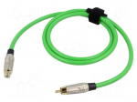 Cable | RCA socket,RCA plug | 1m | Plating: gold-plated | green