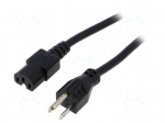 Cable | 3x16AWG | IEC C15 female,NEMA 5-15 (B) plug | PVC | 2.3m
