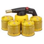 T&ouml;&ouml;riistad ja m&otilde;&otilde;teseadmed // Jootekolvid | Jootejaamad // Lampa lutownicza gazowa na naboje 190 g + 4 naboje gazowe z zaworkiem