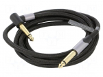 Cable | Jack 6,35mm plug,Jack 6.35mm angled plug | 2m | black