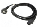 Cable | CEE 7/7 (E/F) plug angled,IEC C13 female | PVC | Len: 3m