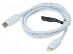 Cable | Apple Lightning plug,USB C plug | nickel plated | 1m | blue