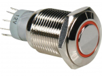ROUND METAL PUSH BUTTON SPDT 1NO 1NC - ORANGE RING