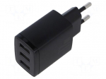 Power supply: switching | mains,plug-in | 5VDC | 17W | Out: USB A x3