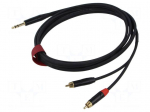 Cable | Jack 6,3mm plug,RCA plug x2 | 3m | black | PVC