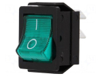 ROCKER | DPST | Pos: 2 | OFF-ON | 16A/250VAC | green | neon lamp 250V