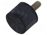 Vibroisolation foot | &Oslash;: 30mm | Thread len: 20mm | stainless steel