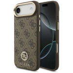 Back panel cover Guess Apple iPhone 17 Air Silicone case with MagSafe Strass Logo Brown
