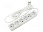 Extension lead | 3G1.5mm2 | 3m | PVC | white | Sockets no: 6 | 16A