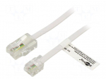 Cable: telephone | RJ11 plug,RJ45 plug | 10m | white