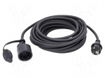 Extension lead | 3G1.5mm2 | 15m | rubber | black | Sockets no: 1 | 16A