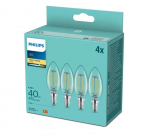 PHILIPS LED stikla 40W B35 E14 Silti balta 2700K caurspīdīga 4 gab spuldze 8718699696931 929001889793