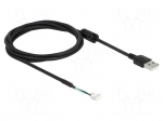 Cable | USB 2.0 | USB A plug,4pin pin header | 1.5m | black | 28AWG