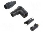 Connector: XLR | plug | female | RX | 16A | PIN: 3 | angled 90&deg; | swivel