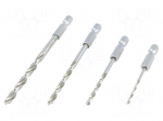 Drill set | Application: metal | Pcs: 4 | Mat: HSS | &Oslash;: 2mm,3mm,4mm,5mm