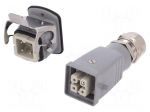 Connector: HDC | male + female | plug + socket | HA | PIN: 4 | 3+PE | M20